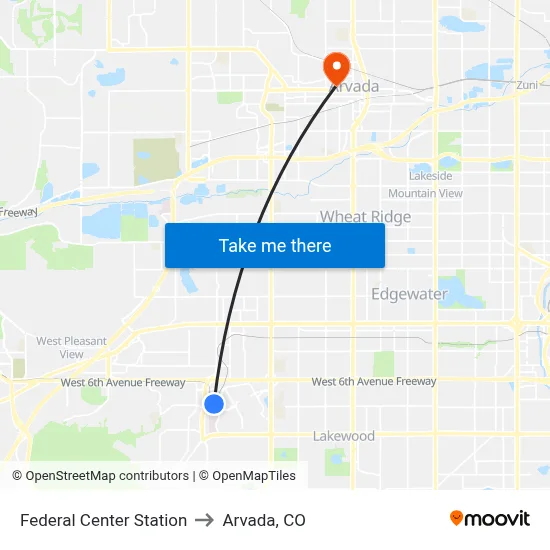 Federal Center Station to Arvada, CO map