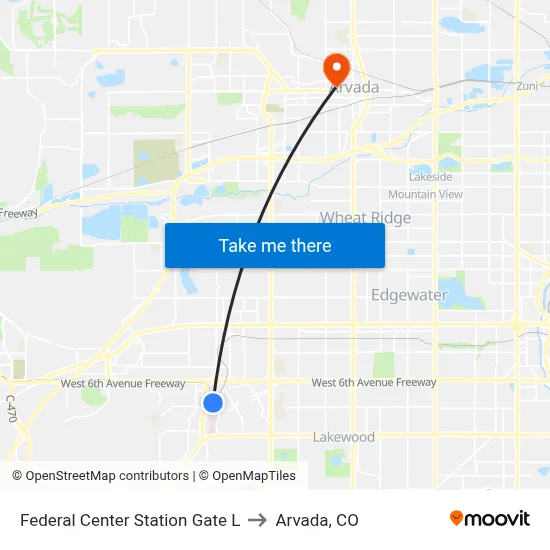 Federal Center Station Gate L to Arvada, CO map