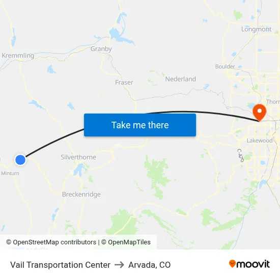 Vail Transportation Center to Arvada, CO map