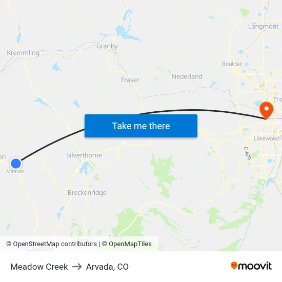 Meadow Creek to Arvada, CO map