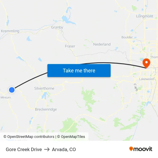 Gore Creek Drive to Arvada, CO map