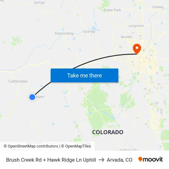 Brush Creek Rd + Hawk Ridge Ln Uphill to Arvada, CO map