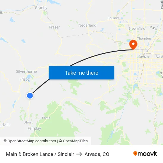 Main & Broken Lance / Sinclair to Arvada, CO map