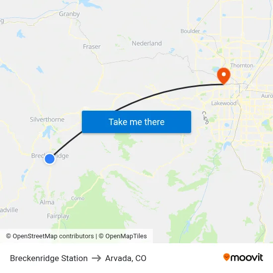 Breckenridge Station to Arvada, CO map