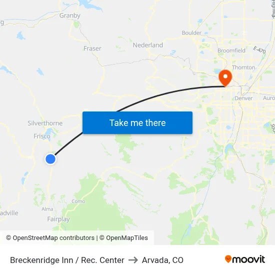 Breckenridge Inn /  Rec. Center to Arvada, CO map