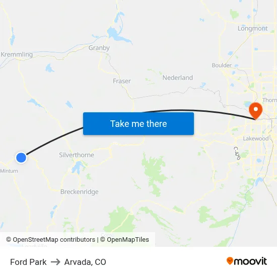 Ford Park to Arvada, CO map