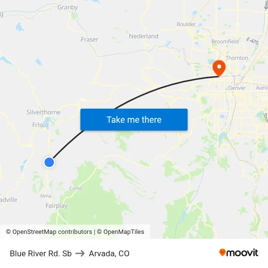 Blue River Rd. Sb to Arvada, CO map