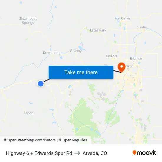 Highway 6 + Edwards Spur Rd to Arvada, CO map
