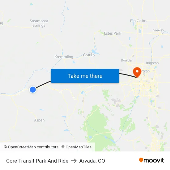 Core Transit Park And Ride to Arvada, CO map