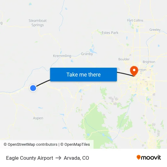 Eagle County Airport to Arvada, CO map