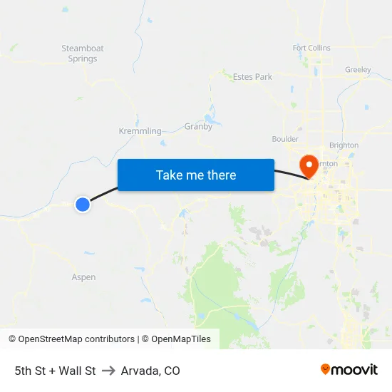 5th St + Wall St to Arvada, CO map