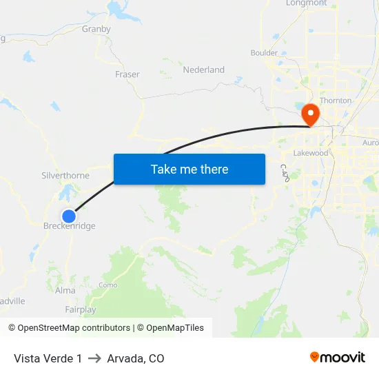 Vista Verde 1 to Arvada, CO map
