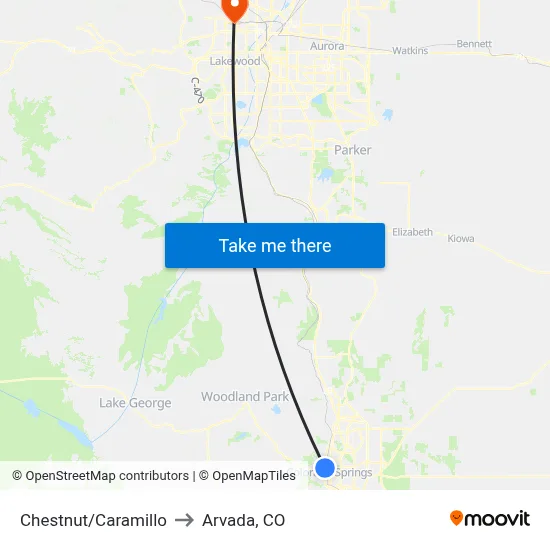 Chestnut/Caramillo to Arvada, CO map