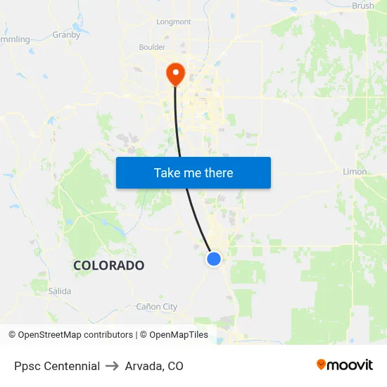 Ppsc Centennial to Arvada, CO map