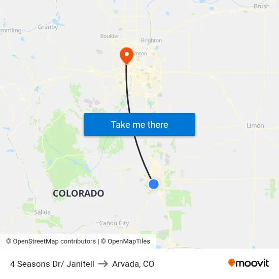 4 Seasons Dr/ Janitell to Arvada, CO map