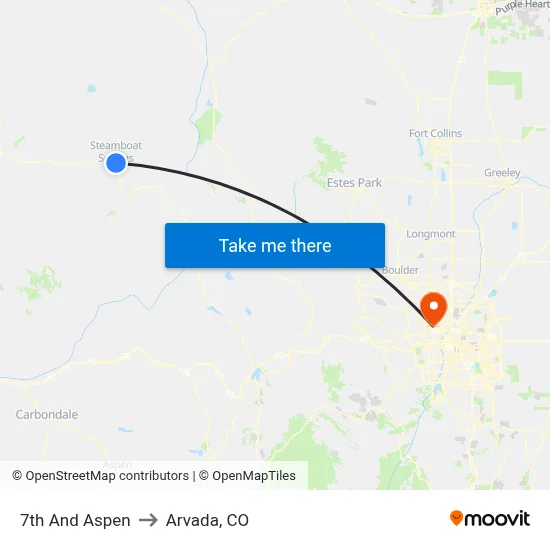 7th And Aspen to Arvada, CO map