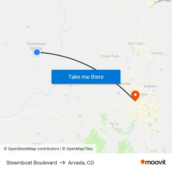Steamboat Boulevard to Arvada, CO map