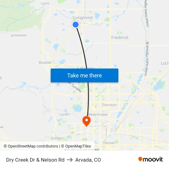 Dry Creek Dr & Nelson Rd to Arvada, CO map