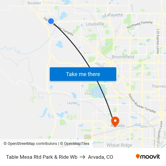 Table Mesa Rtd Park & Ride Wb to Arvada, CO map