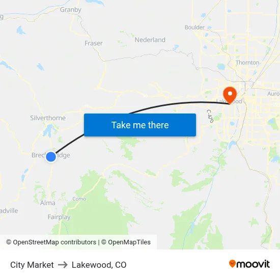 City Market to Lakewood, CO map