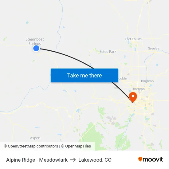 Alpine Ridge - Meadowlark to Lakewood, CO map