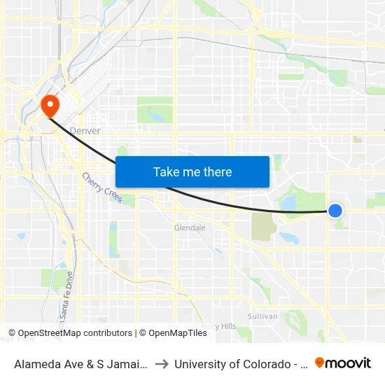 Alameda Ave & S Jamaica Way to University of Colorado - Denver map