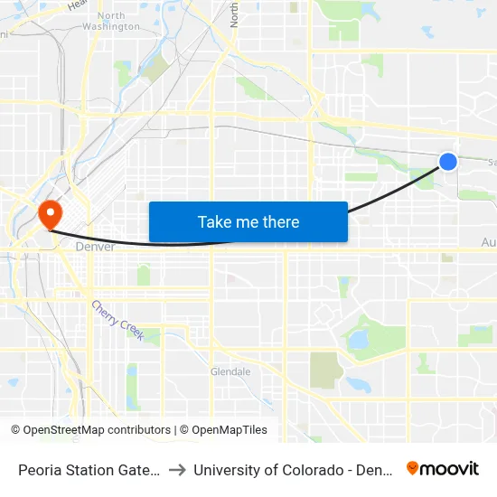 Peoria Station Gate H to University of Colorado - Denver map