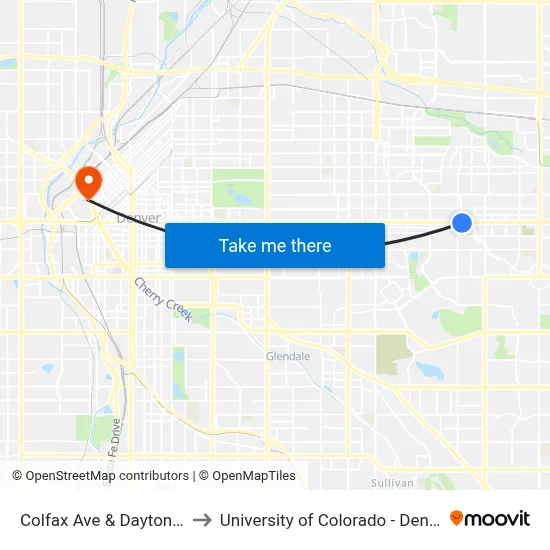 Colfax Ave & Dayton St to University of Colorado - Denver map