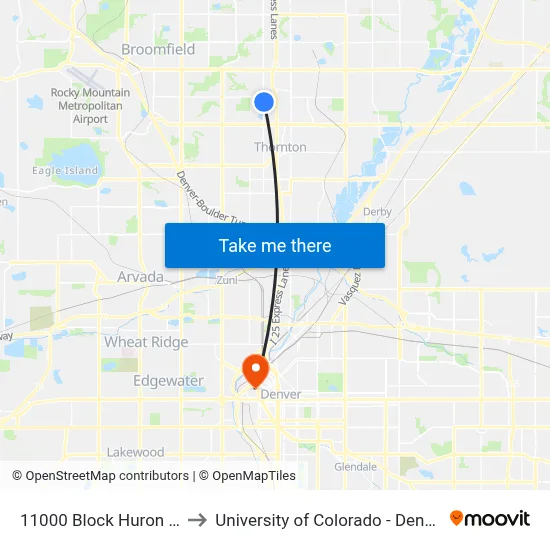 11000 Block Huron St to University of Colorado - Denver map