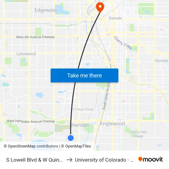 S Lowell Blvd & W Quincy Ave to University of Colorado - Denver map