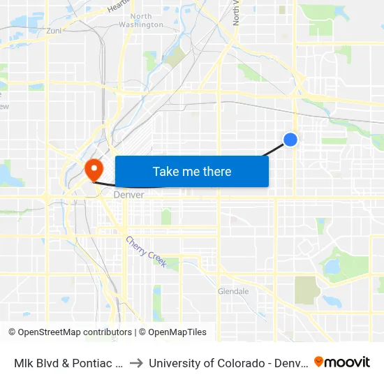 Mlk Blvd & Pontiac St to University of Colorado - Denver map