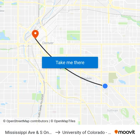 Mississippi Ave & S Oneida St to University of Colorado - Denver map