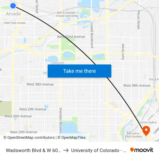 Wadsworth Blvd & W 60th Ave to University of Colorado - Denver map