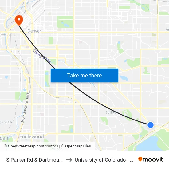 S Parker Rd & Dartmouth Ave to University of Colorado - Denver map