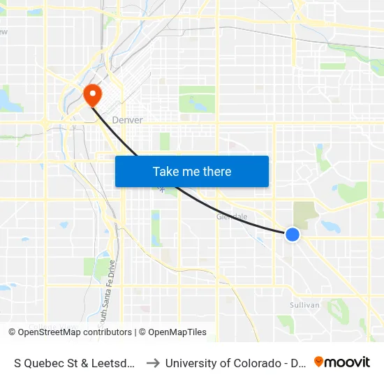 S Quebec St & Leetsdale Dr to University of Colorado - Denver map