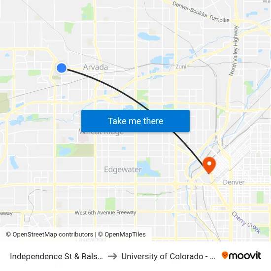 Independence St & Ralston Rd to University of Colorado - Denver map