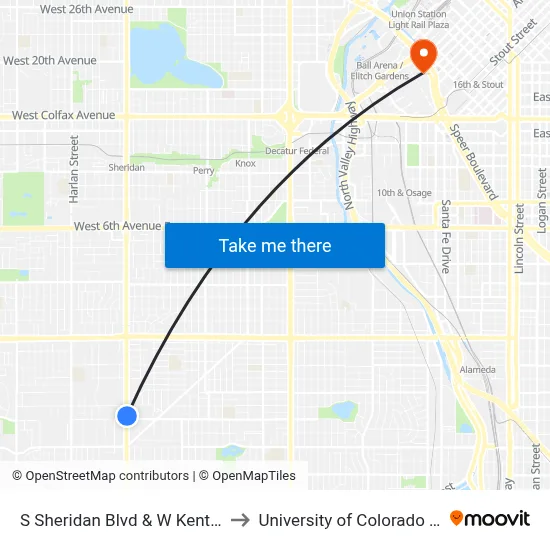 S Sheridan Blvd & W Kentucky Ave to University of Colorado - Denver map