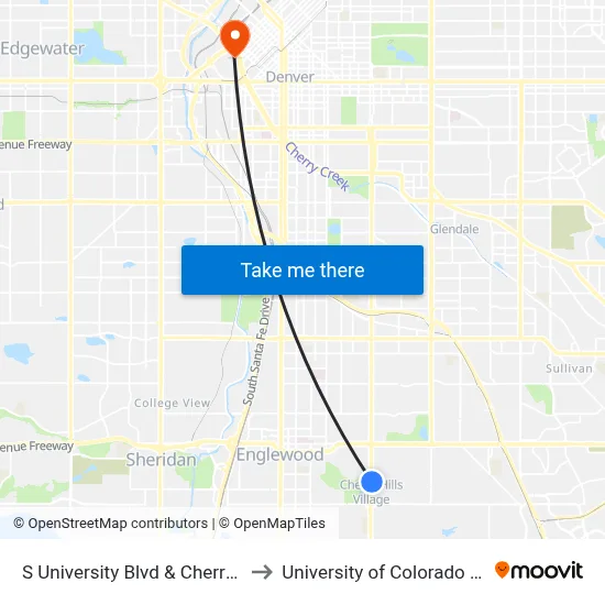 S University Blvd & Cherry Hills Dr to University of Colorado - Denver map