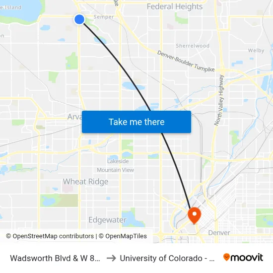 Wadsworth Blvd & W 87th Dr to University of Colorado - Denver map