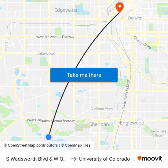 S Wadsworth Blvd & W Quincy Ave to University of Colorado - Denver map
