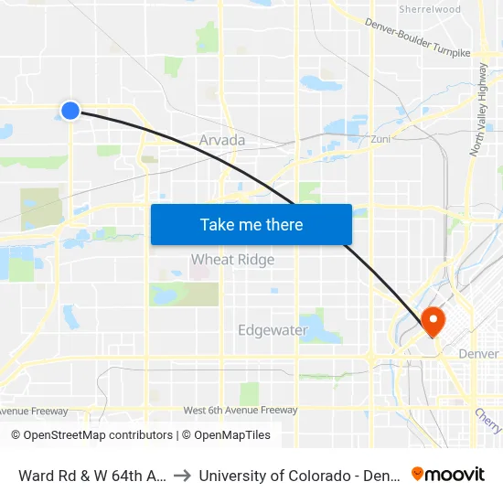 Ward Rd & W 64th Ave to University of Colorado - Denver map