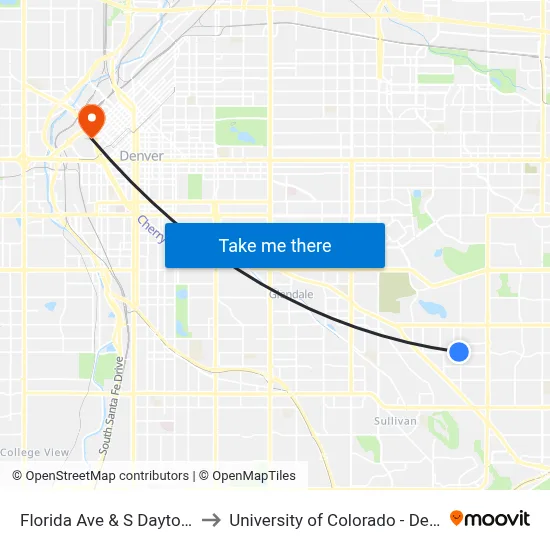 Florida Ave & S Dayton St to University of Colorado - Denver map