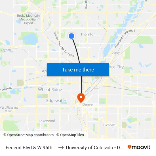 Federal Blvd & W 96th Ave to University of Colorado - Denver map
