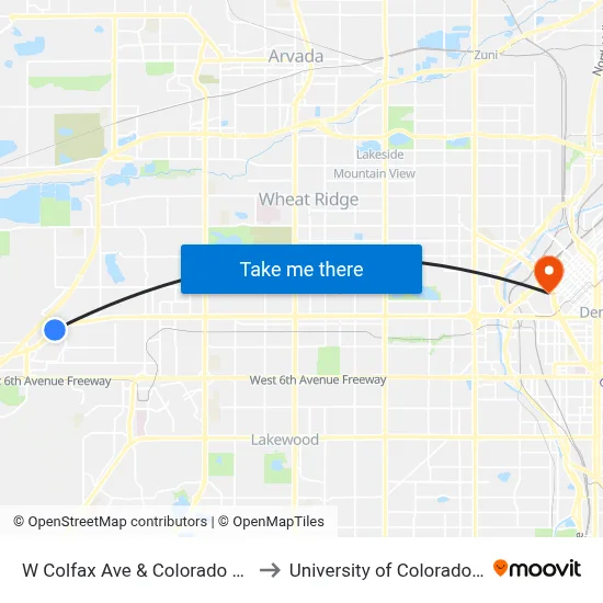 W Colfax Ave & Colorado Mills Pkwy to University of Colorado - Denver map