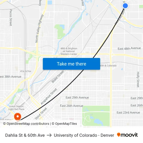 Dahlia St & 60th Ave to University of Colorado - Denver map