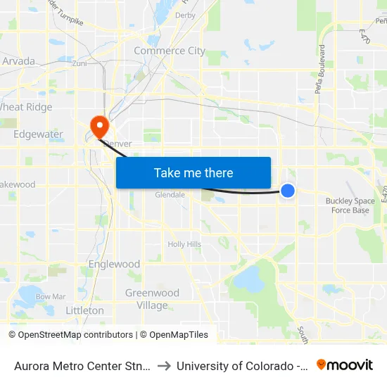 Aurora Metro Center Stn Gate H to University of Colorado - Denver map
