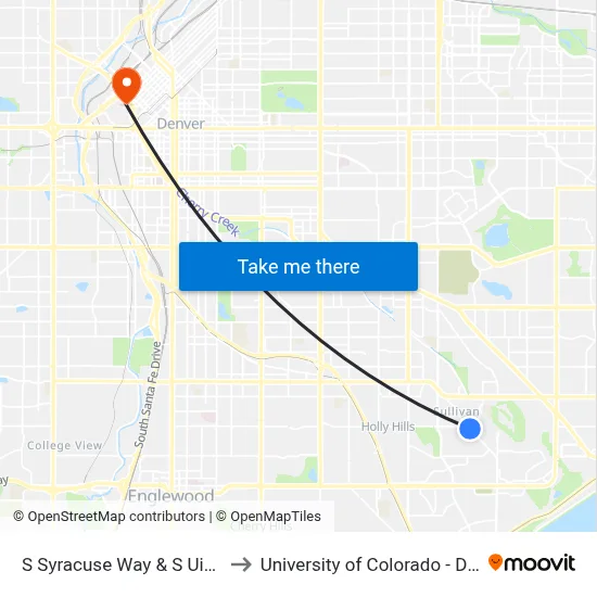 S Syracuse Way & S Uinta St to University of Colorado - Denver map