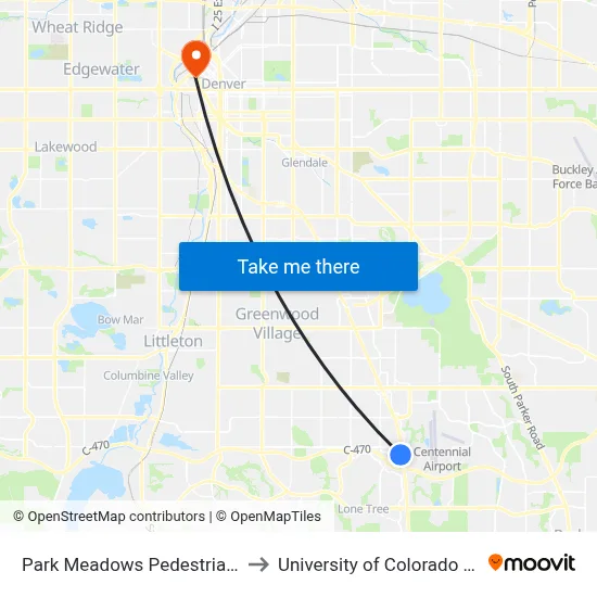 Park Meadows Pedestrian Bridge to University of Colorado - Denver map