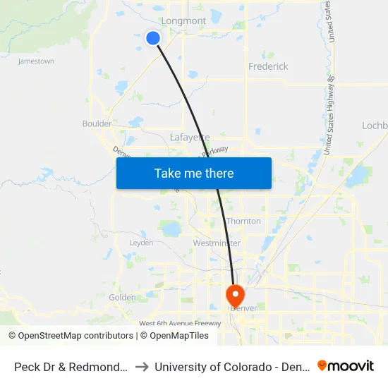 Peck Dr & Redmond Dr to University of Colorado - Denver map