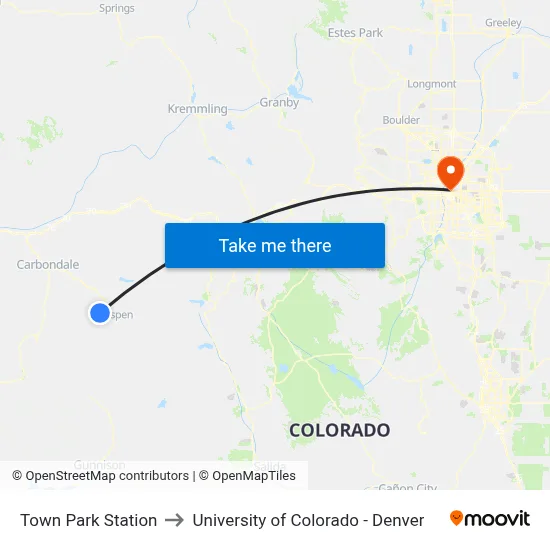 Town Park Station to University of Colorado - Denver map